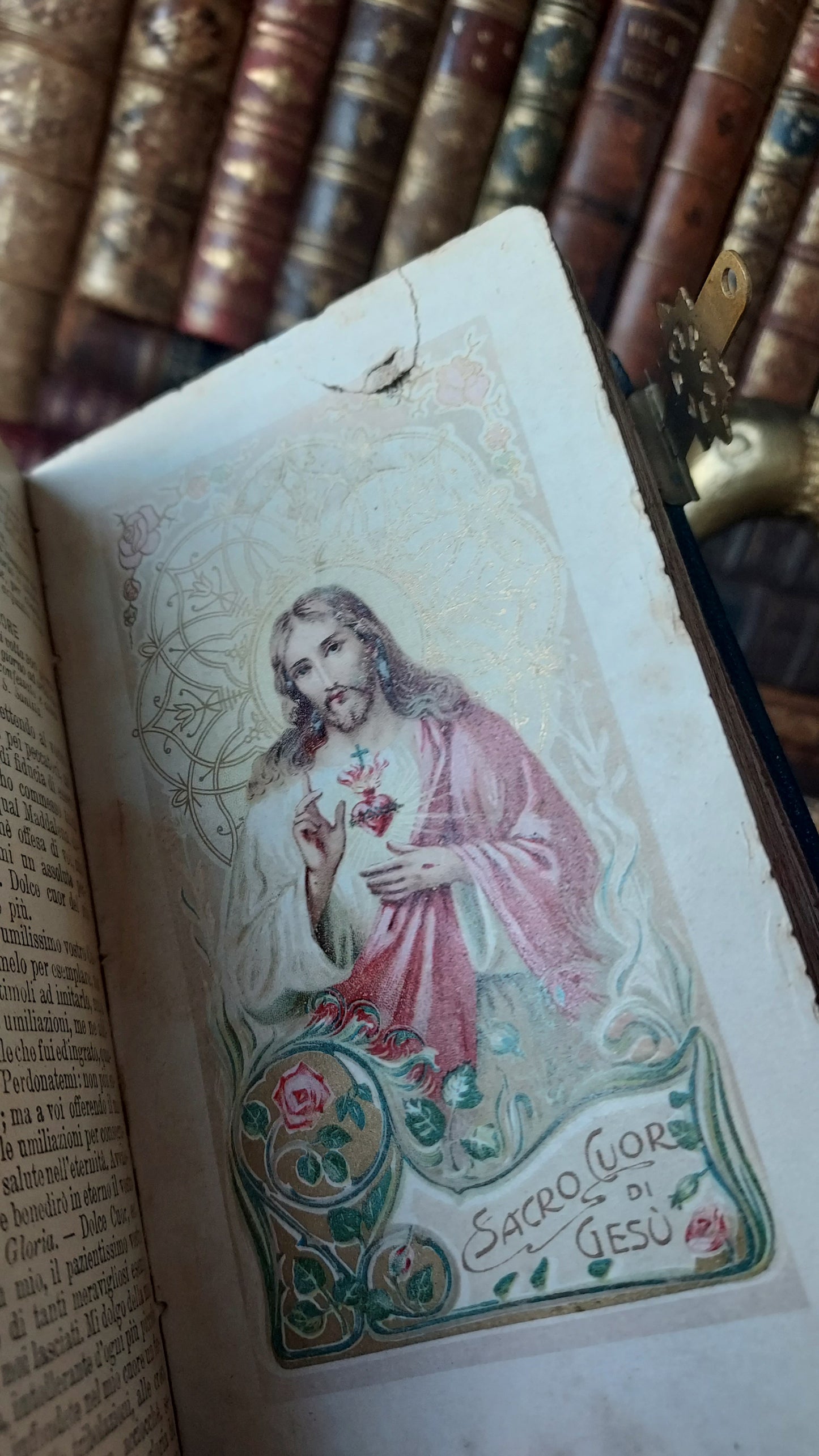 1897 Manuale di Filotea | Hand-Painted Rose Gauffered Edges