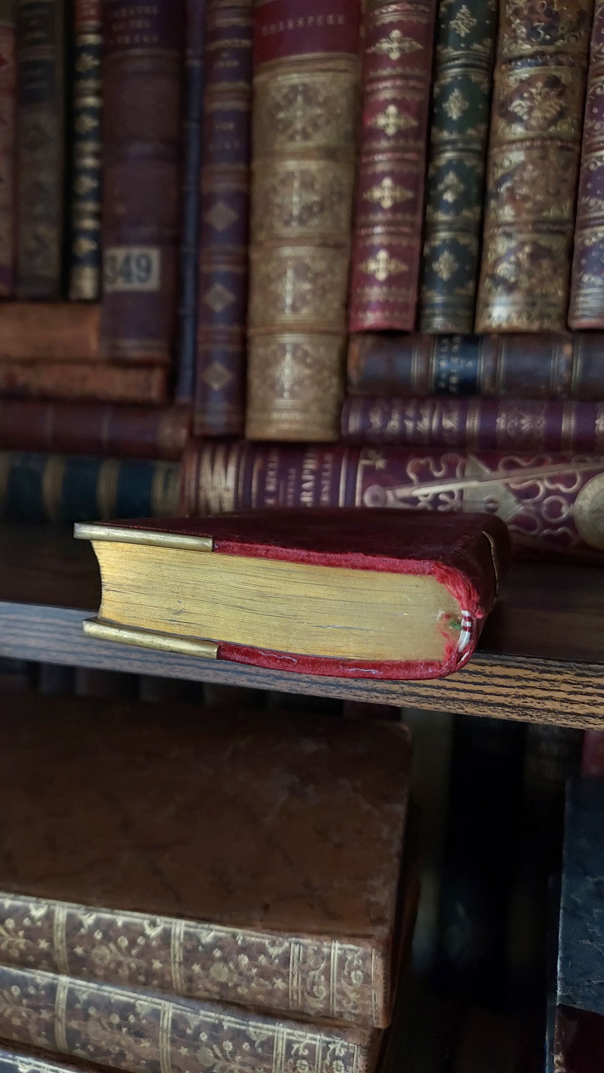 1850 Paroissien | Smaller Ruby Colored Velvet w/ Gold Clasp
