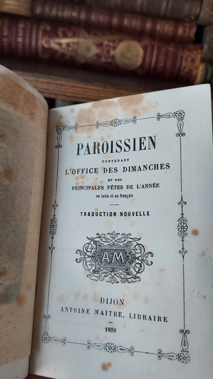 1850 Paroissien | Smaller Ruby Colored Velvet w/ Gold Clasp