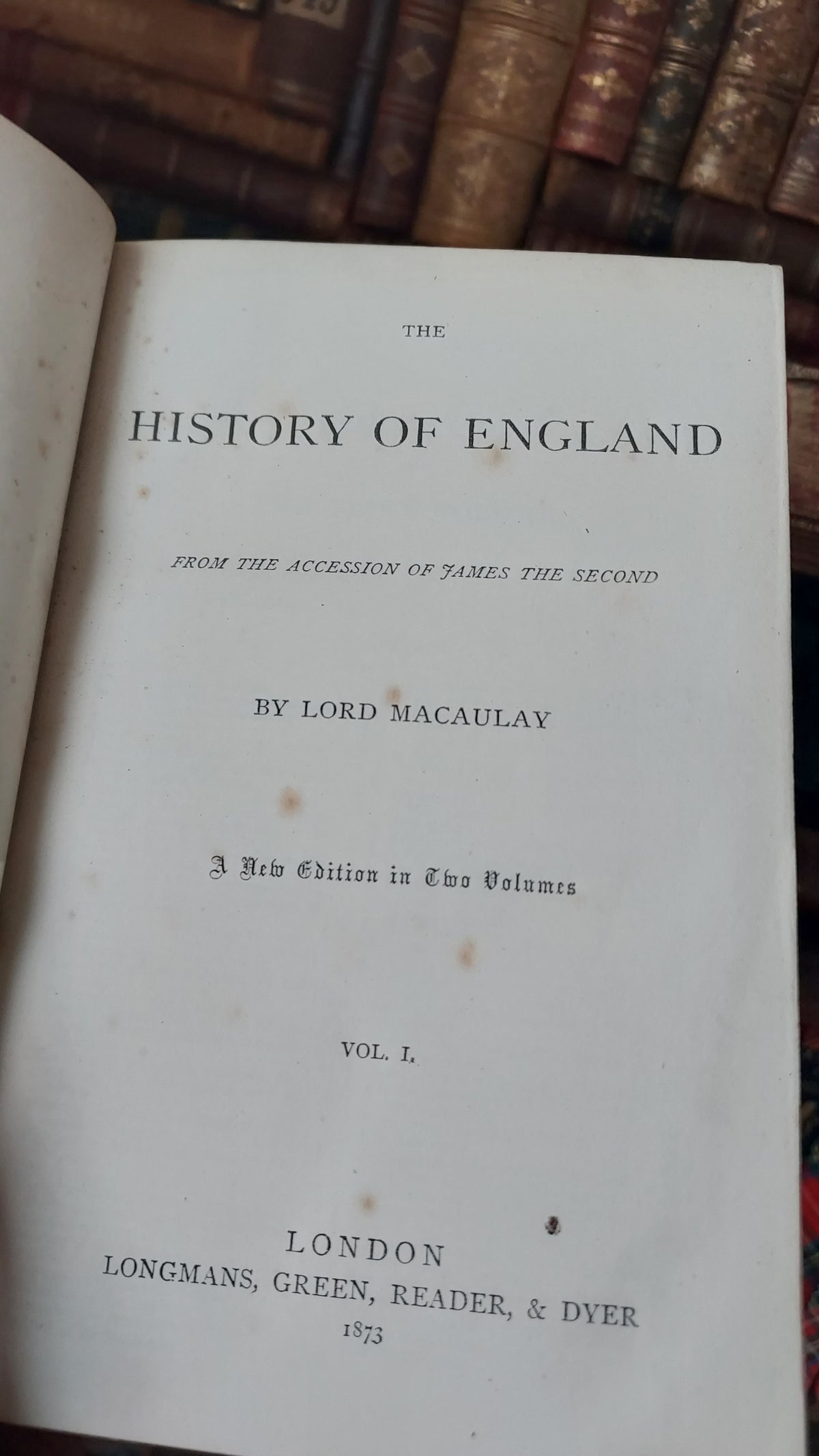 1873 History of England | Eton Leaving Present, 2 Volumes