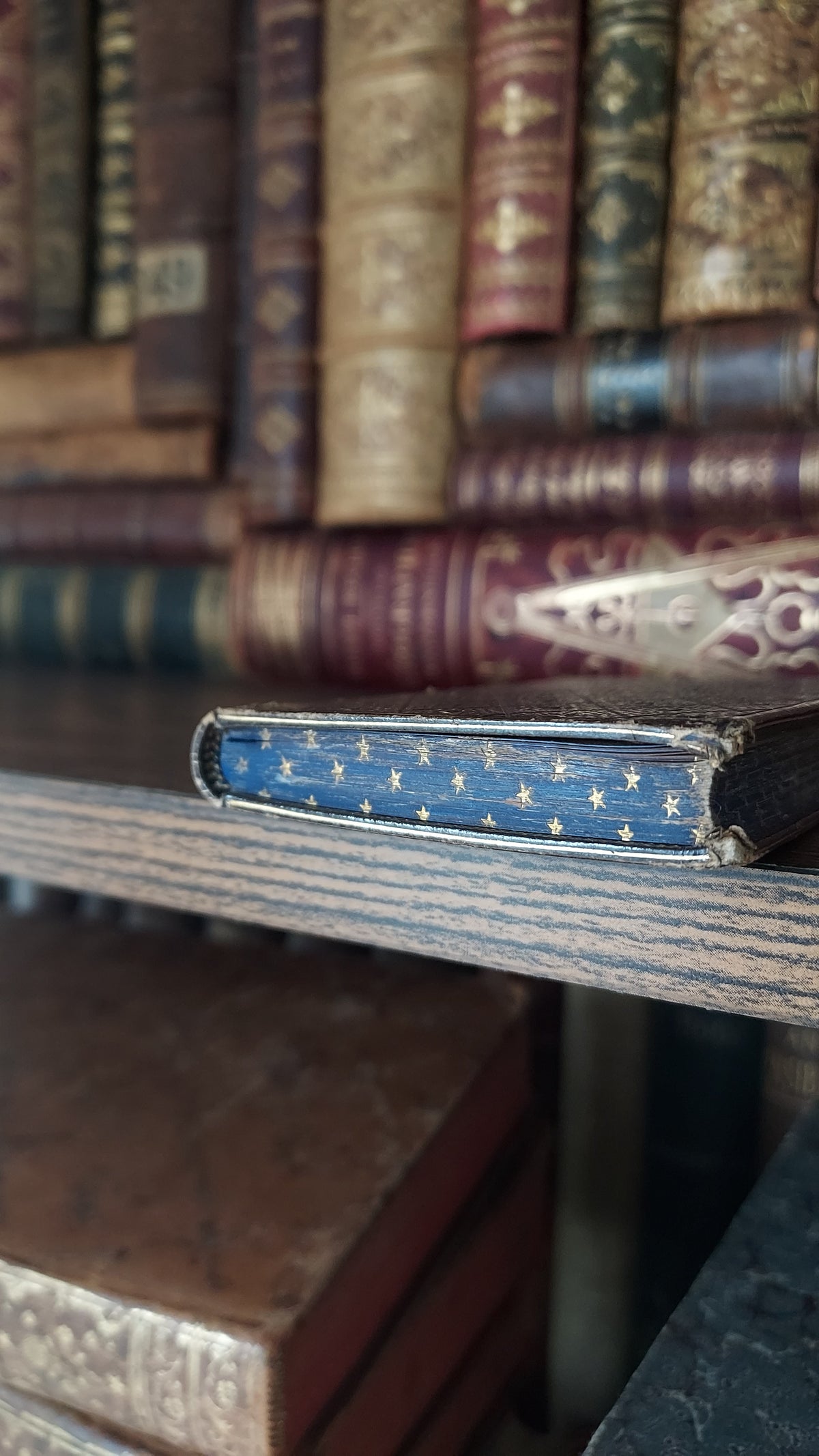 1850s L'Imitation de Jésus-Christ | Miniarture Star Binding w/Blue Gauffered Edges