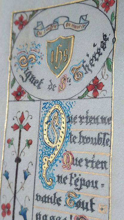 1902 Le Nouveau Testament & Prayer Card | Hand-Illuminated, Stamped by L. Angeli