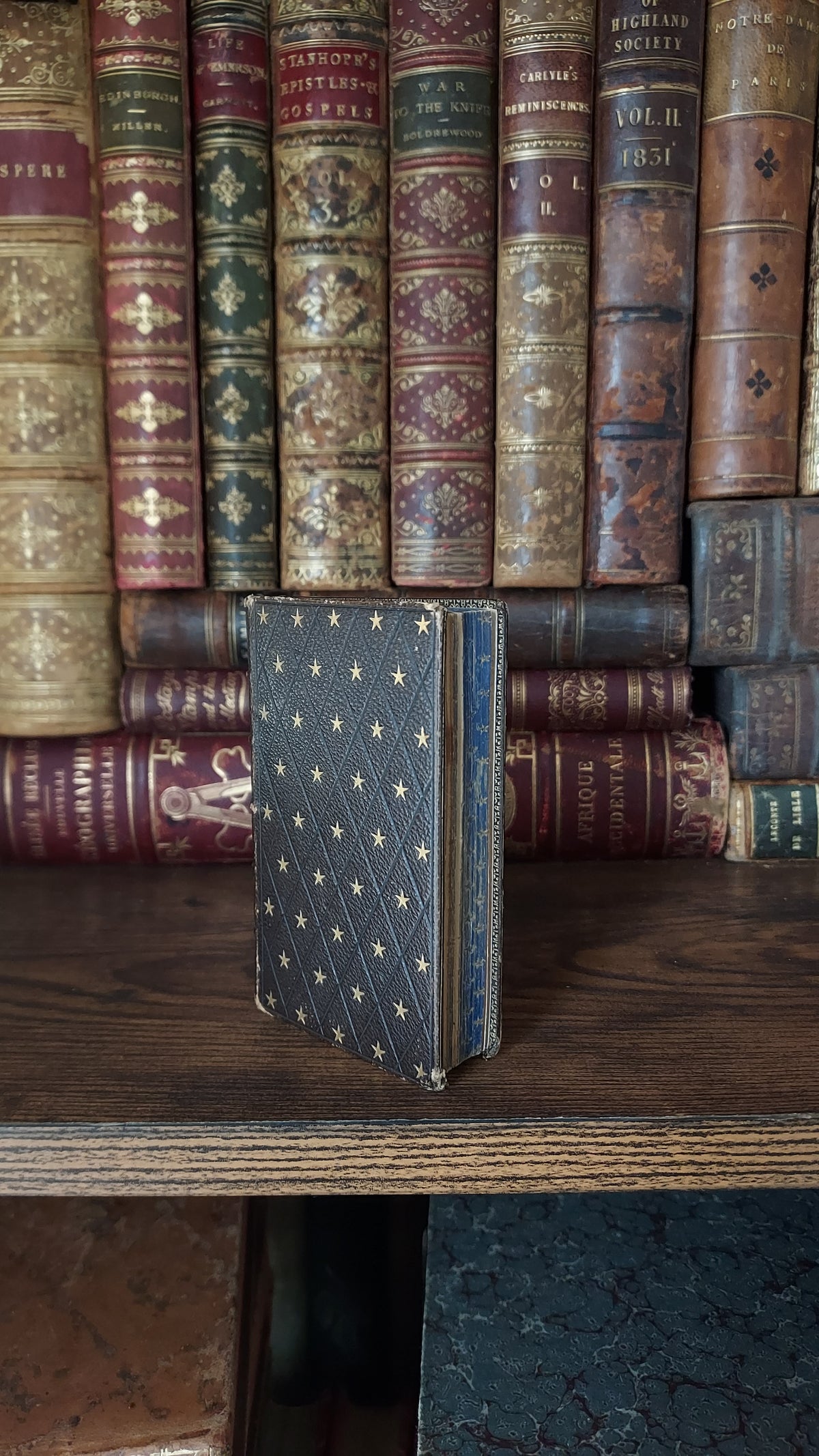 1850s L'Imitation de Jésus-Christ | Miniarture Star Binding w/Blue Gauffered Edges