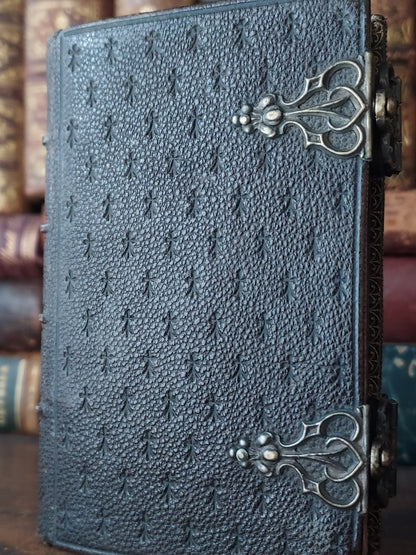 1859 Petit Paroissien | Red Gauffered Page Edges and Gothic Double Clasp