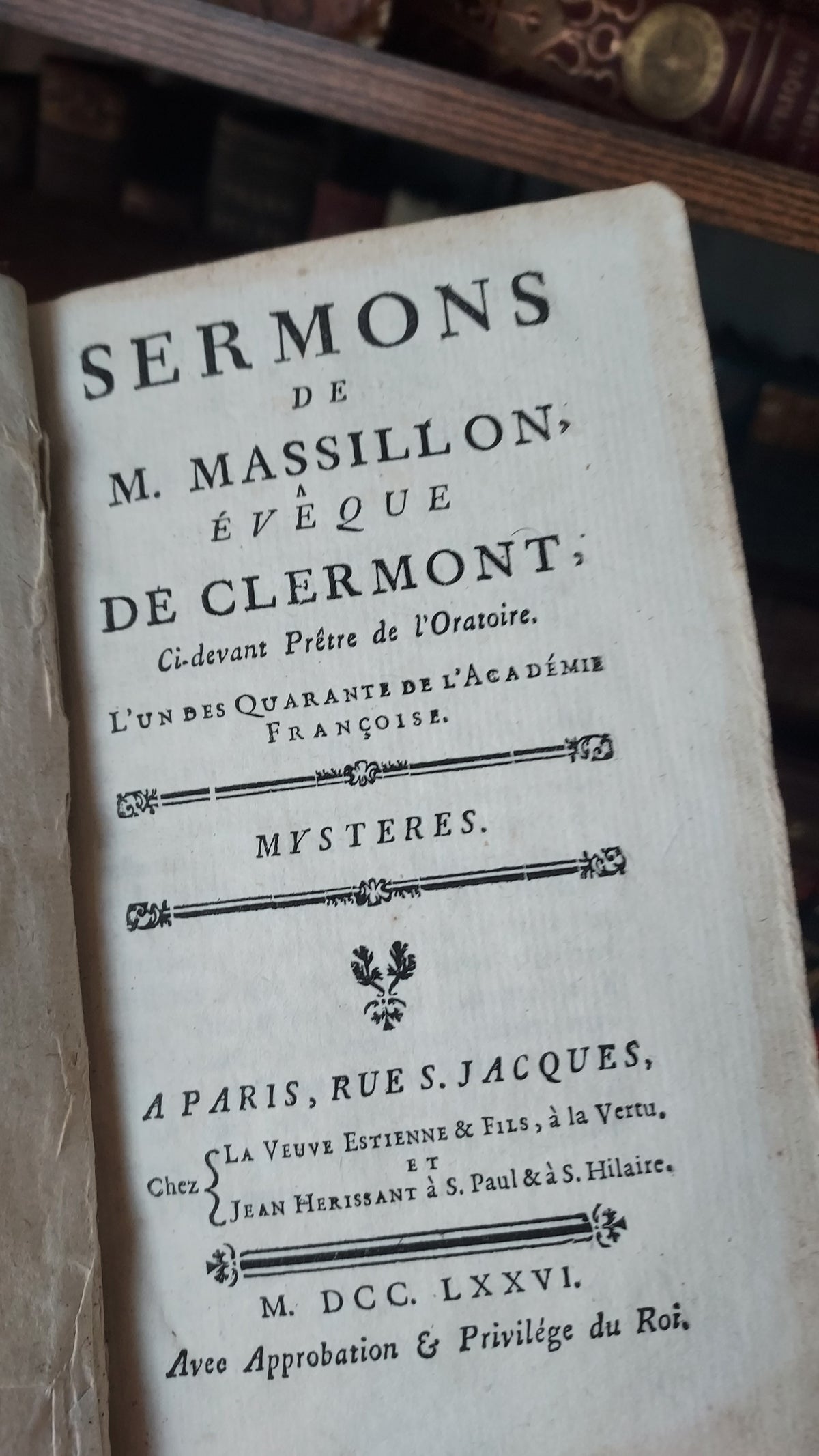 1776 Sermons de M. Massillon | 2-Volume Set w/Monastic Labels