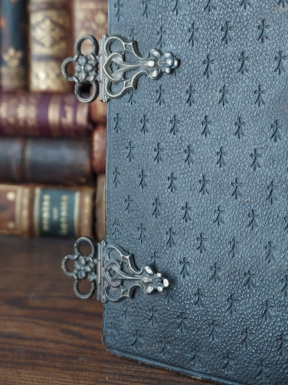 1859 Petit Paroissien | Red Gauffered Page Edges and Gothic Double Clasp