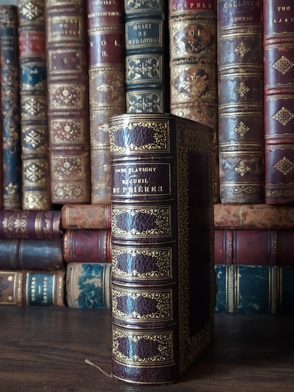 1873 Recueil de prieres: Ornate Double Clasp Binding w/ Paisley Fore-Edge Painting