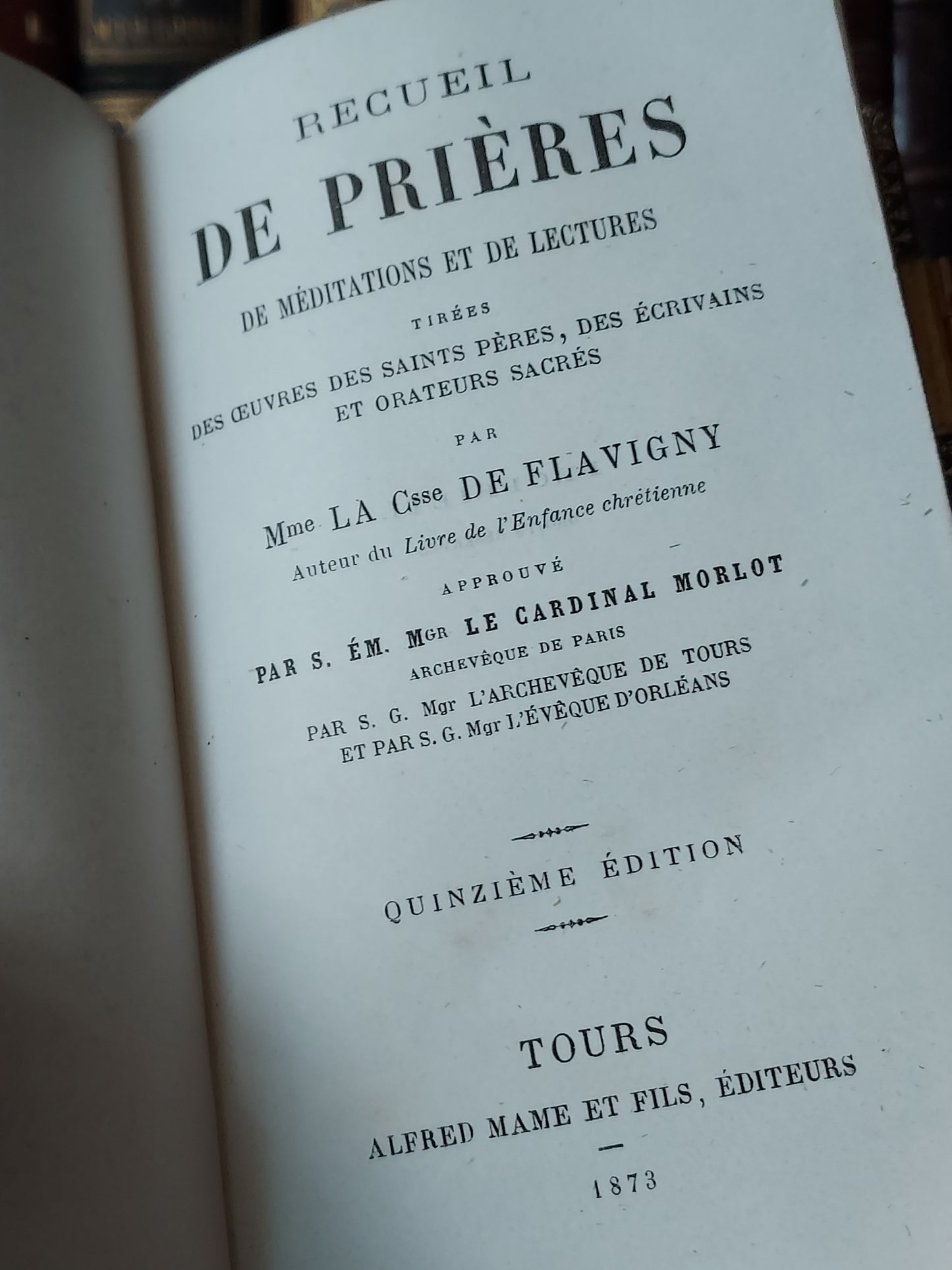 1873 Recueil de prieres: Ornate Double Clasp Binding w/ Paisley Fore-Edge Painting