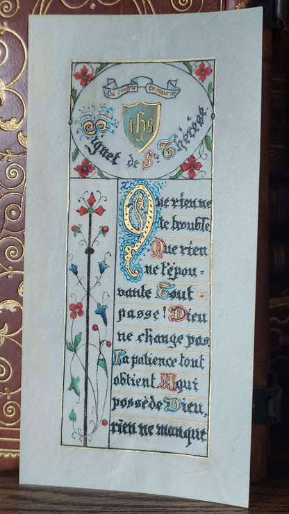 1902 Le Nouveau Testament & Prayer Card | Hand-Illuminated, Stamped by L. Angeli