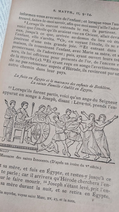 1902 Le Nouveau Testament & Prayer Card | Hand-Illuminated, Stamped by L. Angeli