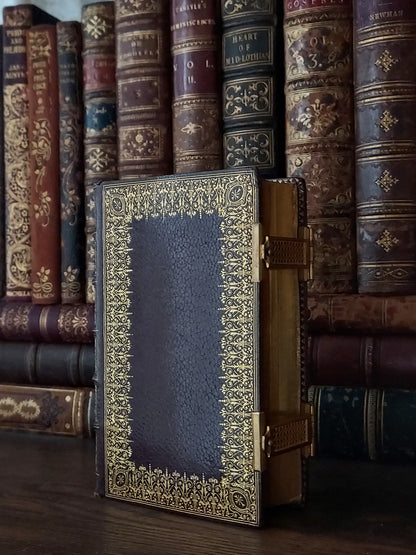 1873 Recueil de prieres: Ornate Double Clasp Binding w/ Paisley Fore-Edge Painting
