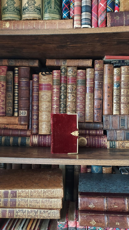 1850 Paroissien | Smaller Ruby Colored Velvet w/ Gold Clasp