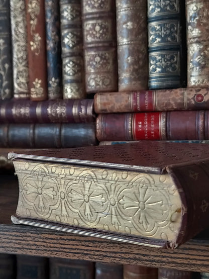 1860s Livre D'Heures Selon le Rit Romain: Gauffered Edges, Fleur-de-Lis Cover