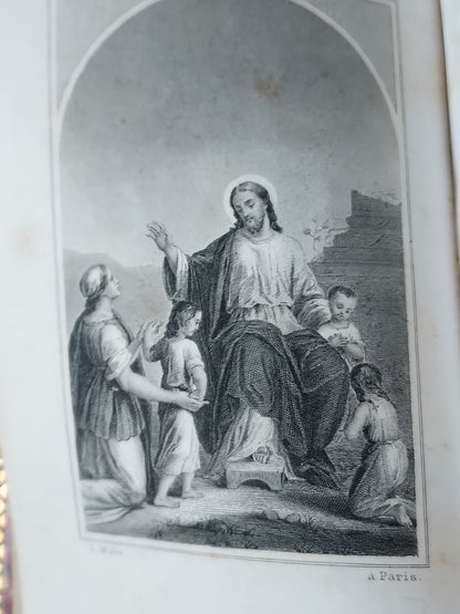 1874 Les Apprêts du beau jour: First Communion Book feat. Blue Pages & Fleur-De-Lis