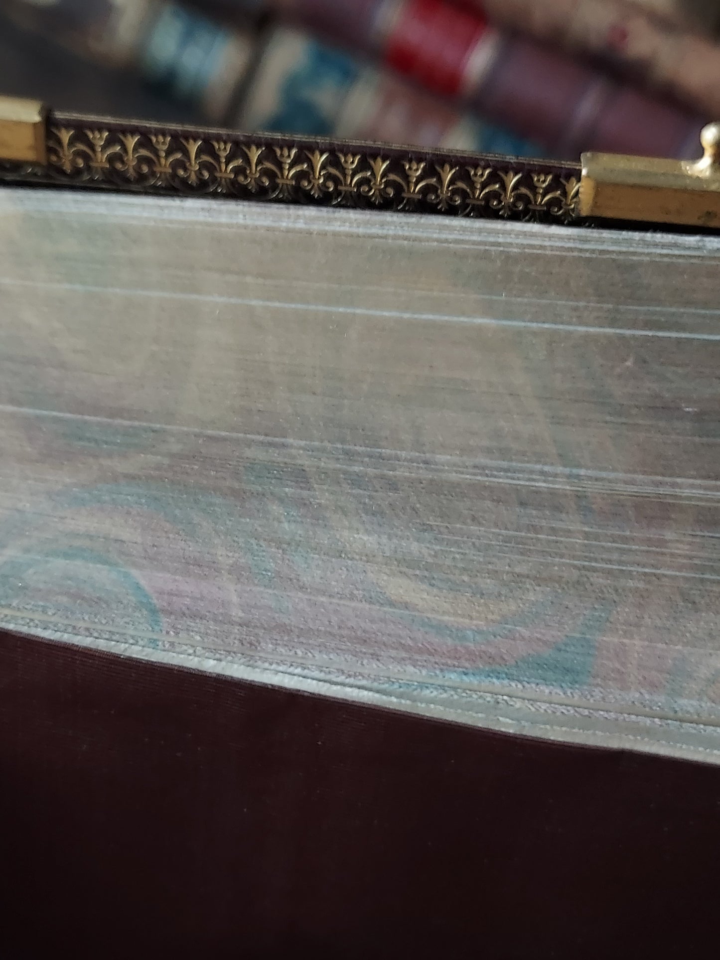 1873 Recueil de prieres: Ornate Double Clasp Binding w/ Paisley Fore-Edge Painting