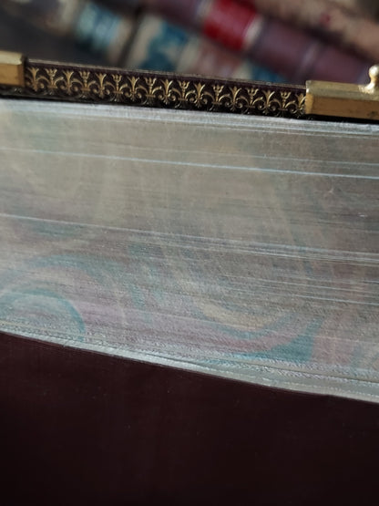 1873 Recueil de prieres: Ornate Double Clasp Binding w/ Paisley Fore-Edge Painting