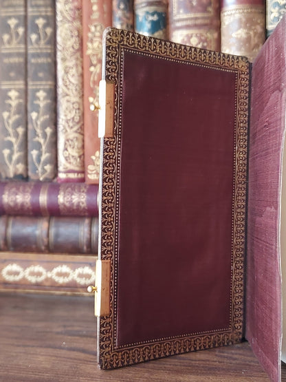1873 Recueil de prieres: Ornate Double Clasp Binding w/ Paisley Fore-Edge Painting