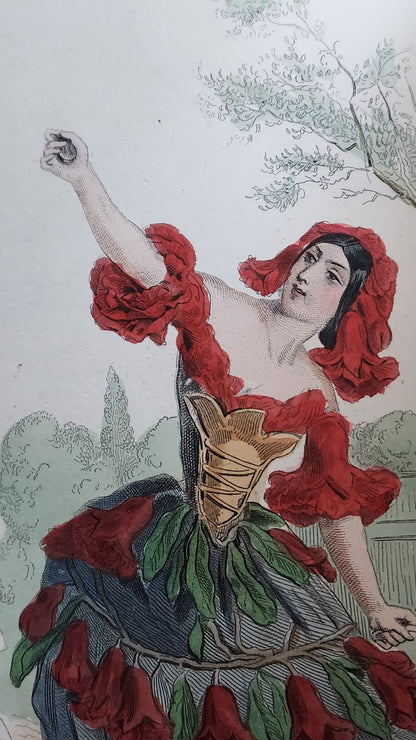 1867 Les Fleurs Animées | Grandville Brown Leather 2-Volume Set