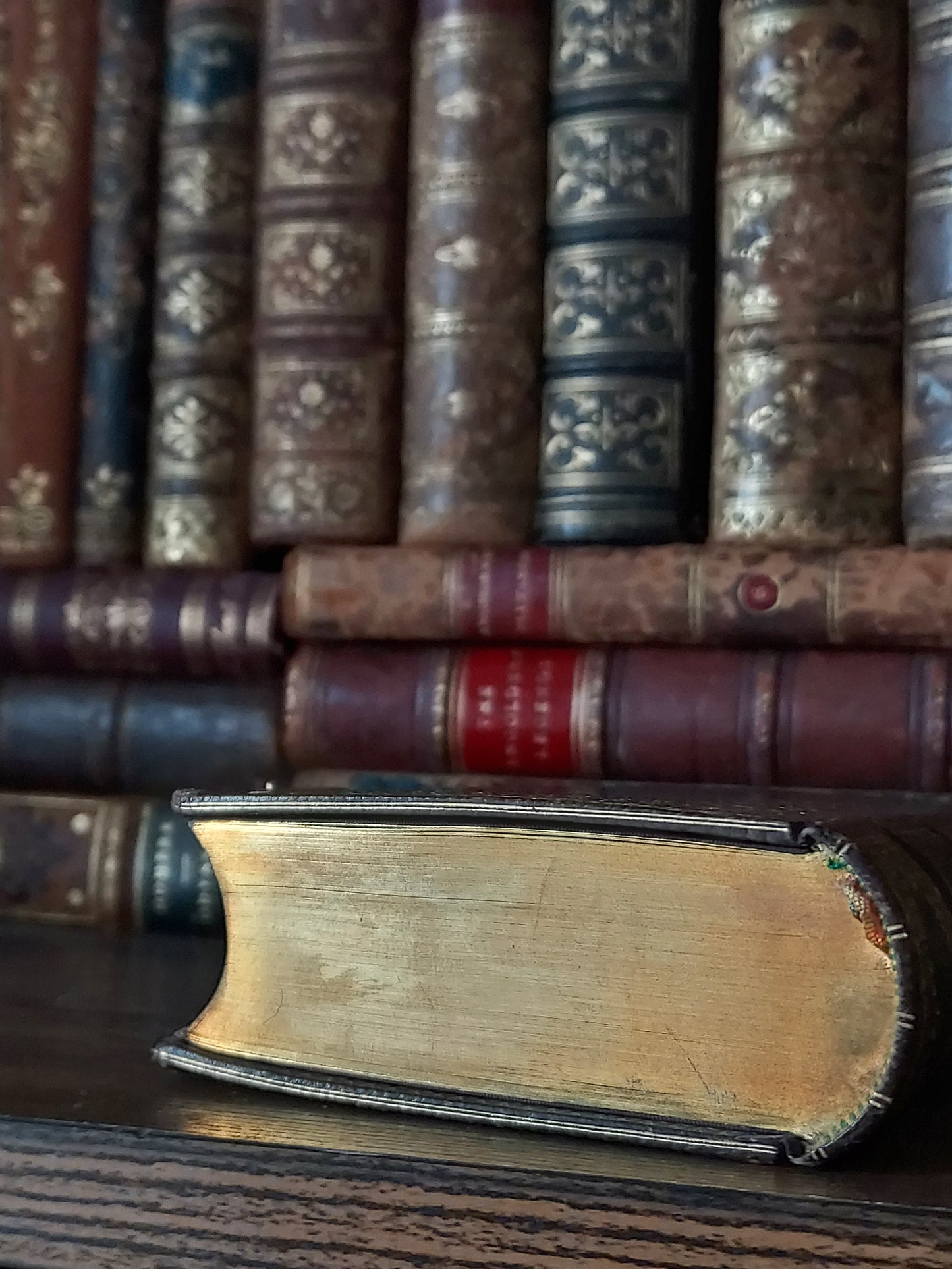 1873 Recueil de prieres: Ornate Double Clasp Binding w/ Paisley Fore-Edge Painting