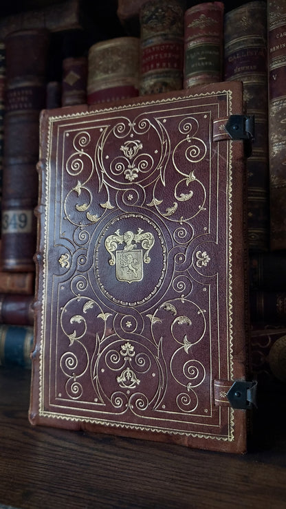 1902 Le Nouveau Testament & Prayer Card | Hand-Illuminated, Stamped by L. Angeli
