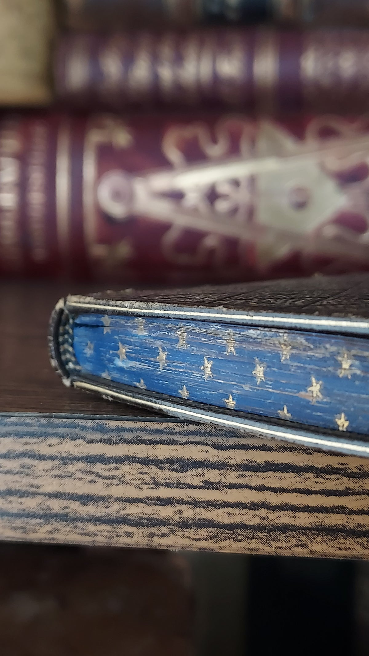 1850s L'Imitation de Jésus-Christ | Miniarture Star Binding w/Blue Gauffered Edges