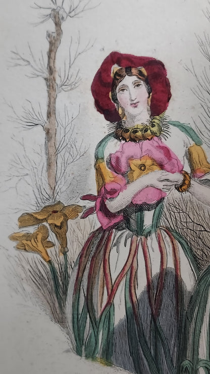 1867 Les Fleurs Animées | Grandville Brown Leather 2-Volume Set