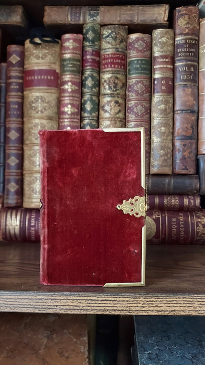 1850 Paroissien | Smaller Ruby Colored Velvet w/ Gold Clasp