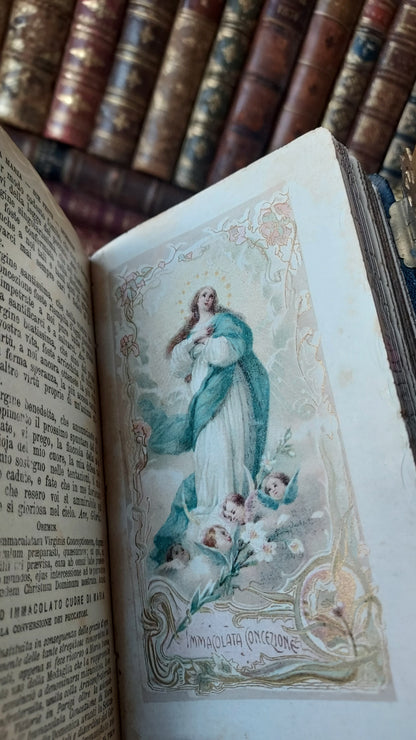 1897 Manuale di Filotea | Hand-Painted Rose Gauffered Edges