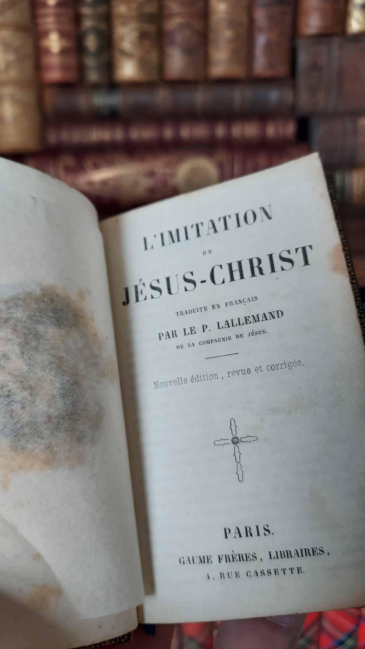 1850s L'Imitation de Jésus-Christ | Miniarture Star Binding w/Blue Gauffered Edges