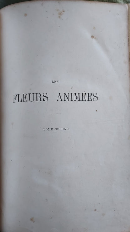 1867 Les Fleurs Animées | Grandville Brown Leather 2-Volume Set