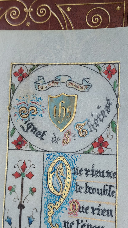 1902 Le Nouveau Testament & Prayer Card | Hand-Illuminated, Stamped by L. Angeli