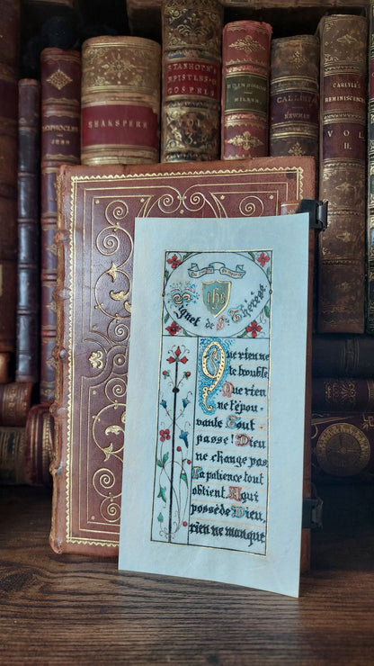 1902 Le Nouveau Testament & Prayer Card | Hand-Illuminated, Stamped by L. Angeli