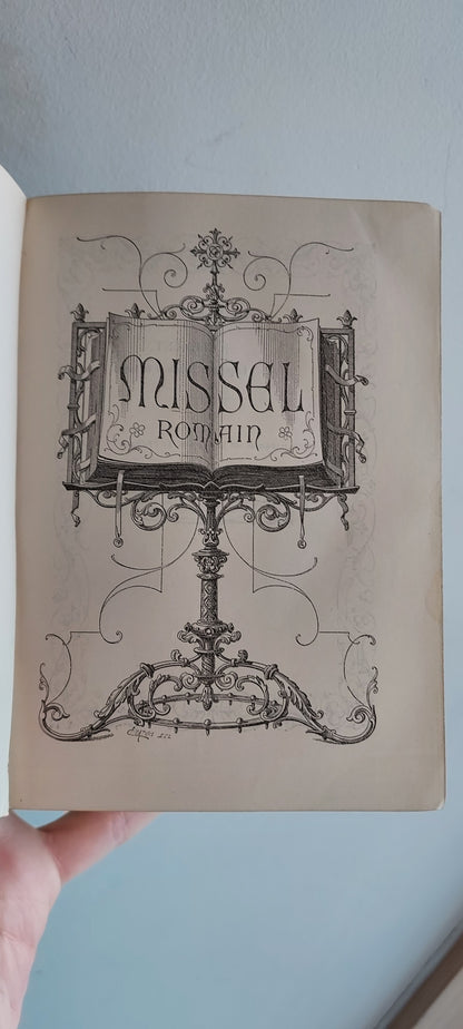1920 French Missel Romain: Floral Metalwork and Clasp