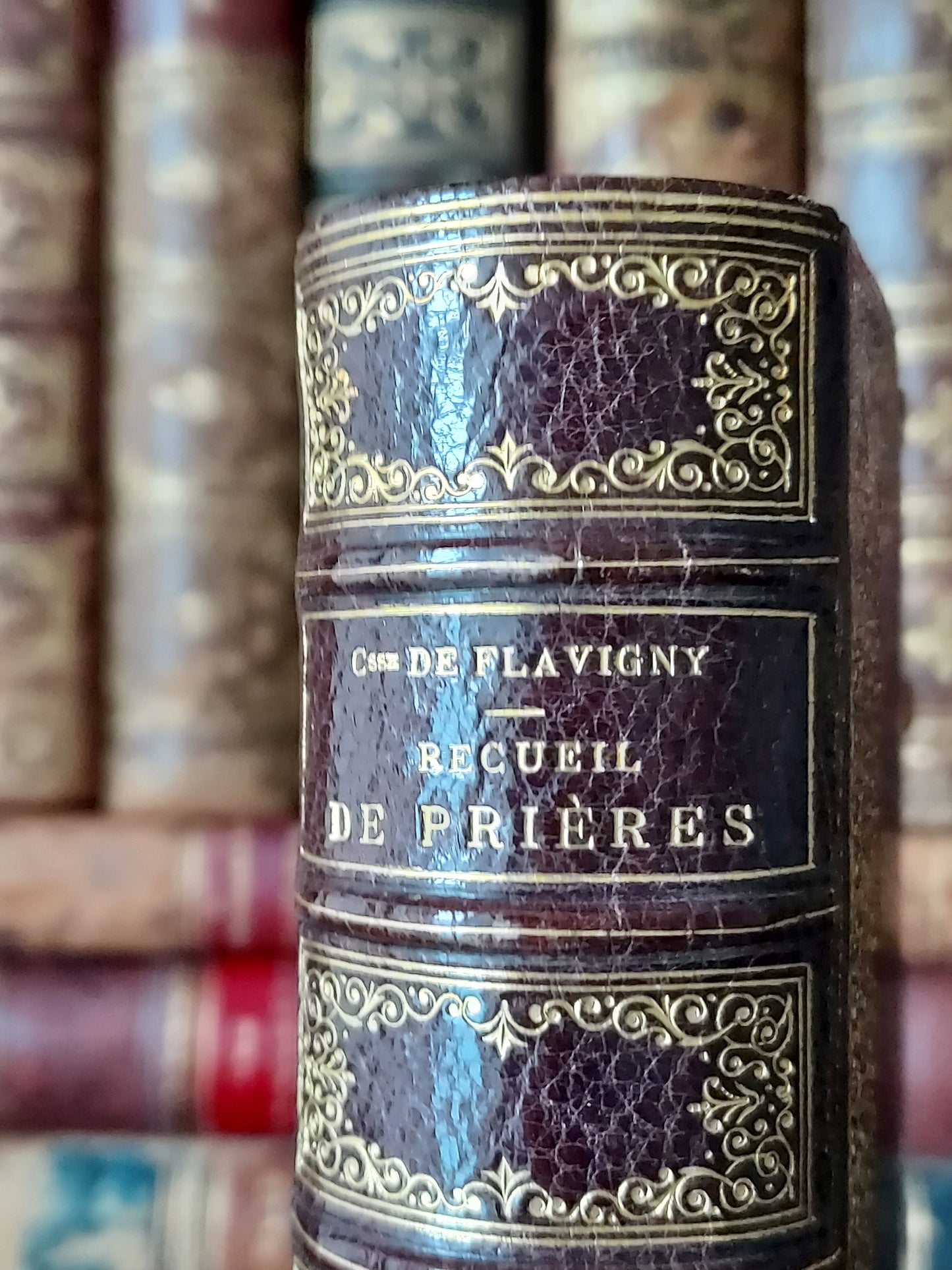 1873 Recueil de prieres: Ornate Double Clasp Binding w/ Paisley Fore-Edge Painting