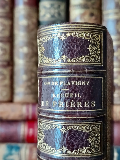 1873 Recueil de prieres: Ornate Double Clasp Binding w/ Paisley Fore-Edge Painting