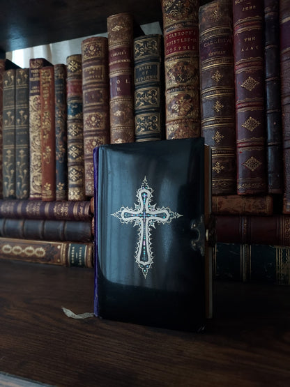 1850s Paroissien Romain | Mother-of-Pearl Cross and Purple Velvet Details
