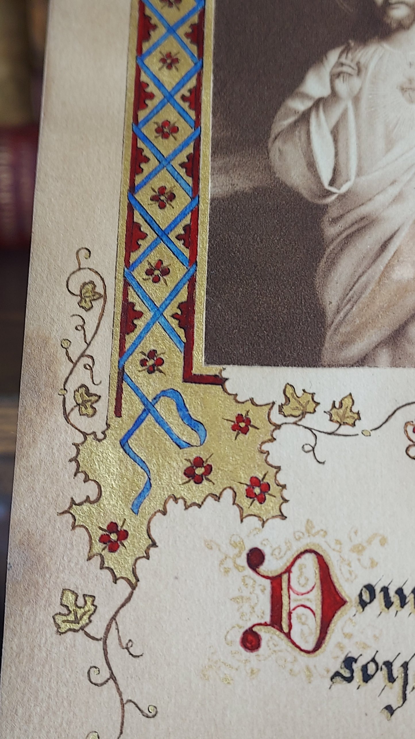 1902 Le Nouveau Testament & Prayer Card | Hand-Illuminated, Stamped by L. Angeli