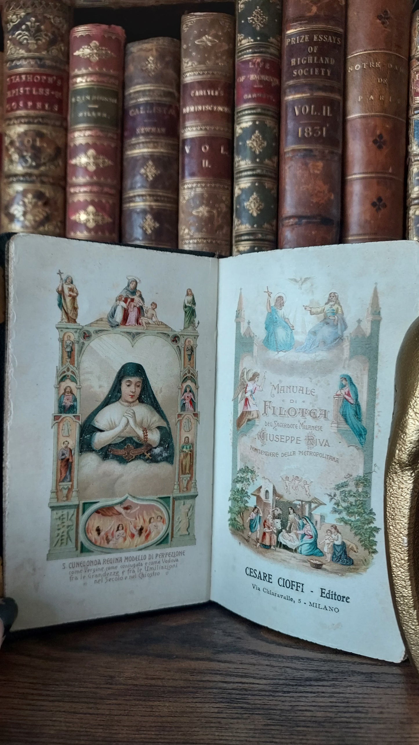 1897 Manuale di Filotea | Hand-Painted Rose Gauffered Edges