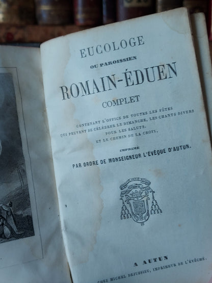 1860s Eucologe ou Paroissien Romain-Éduen: Gauffered Red Pages & Clasp