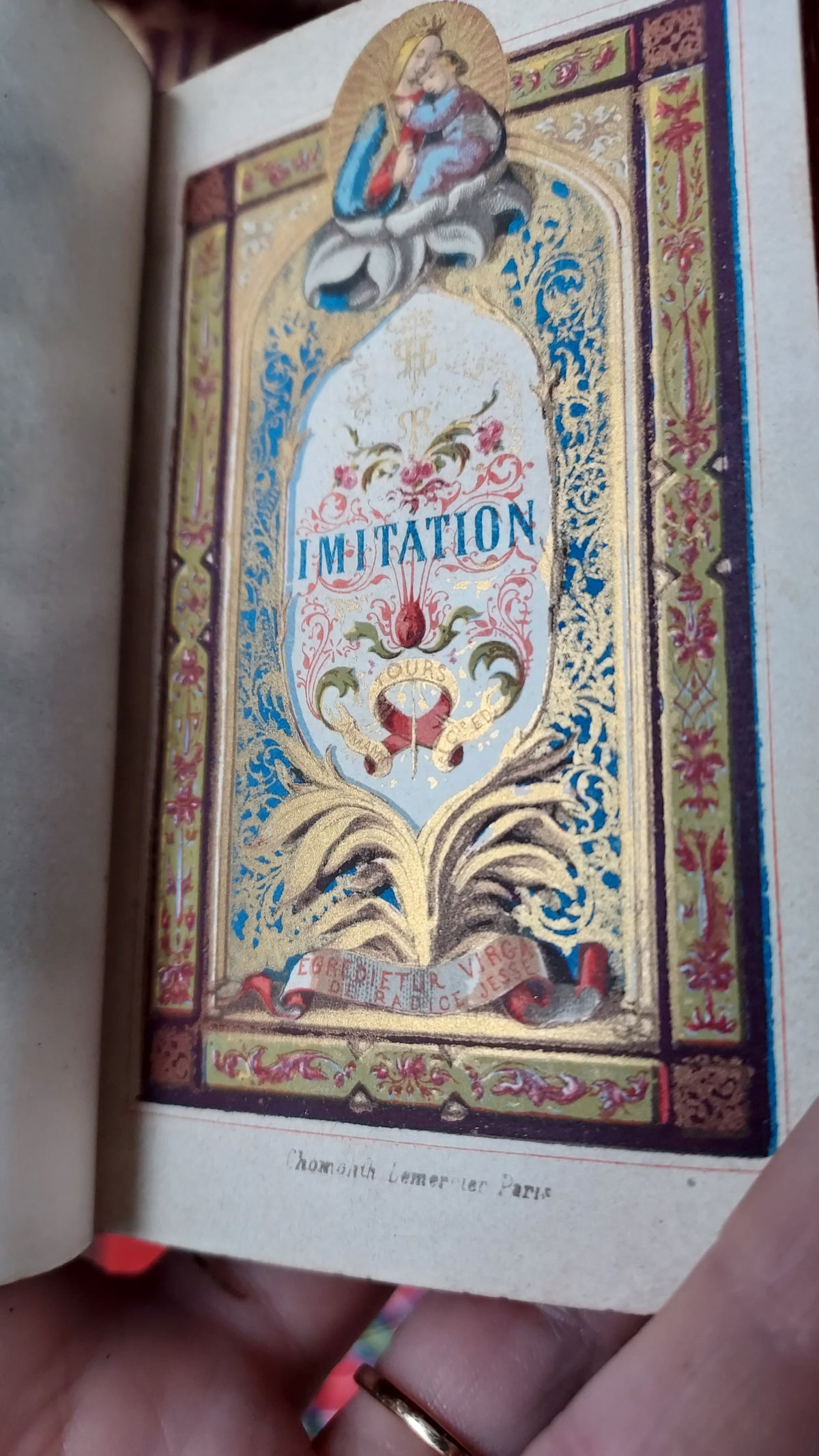 1858 Imitation de Jésus-Christ | Red Pages & Ermine Gauffering
