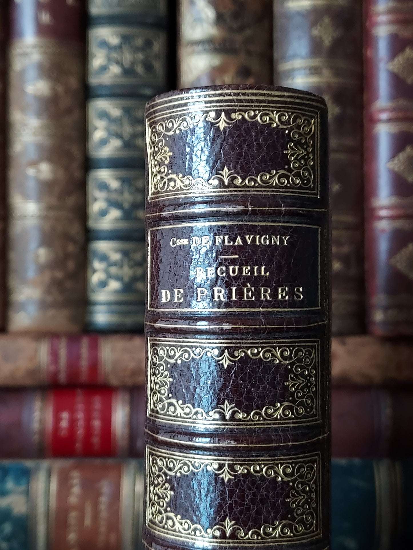 1873 Recueil de prieres: Ornate Double Clasp Binding w/ Paisley Fore-Edge Painting