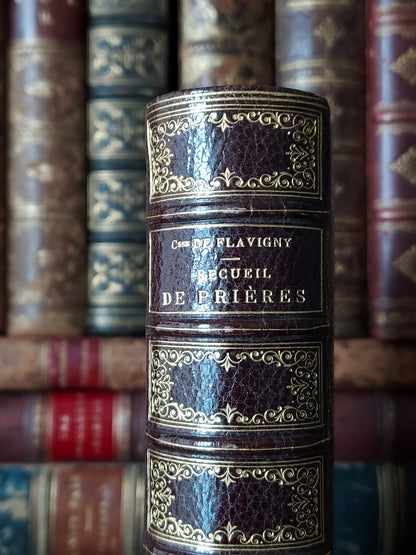 1873 Recueil de prieres: Ornate Double Clasp Binding w/ Paisley Fore-Edge Painting