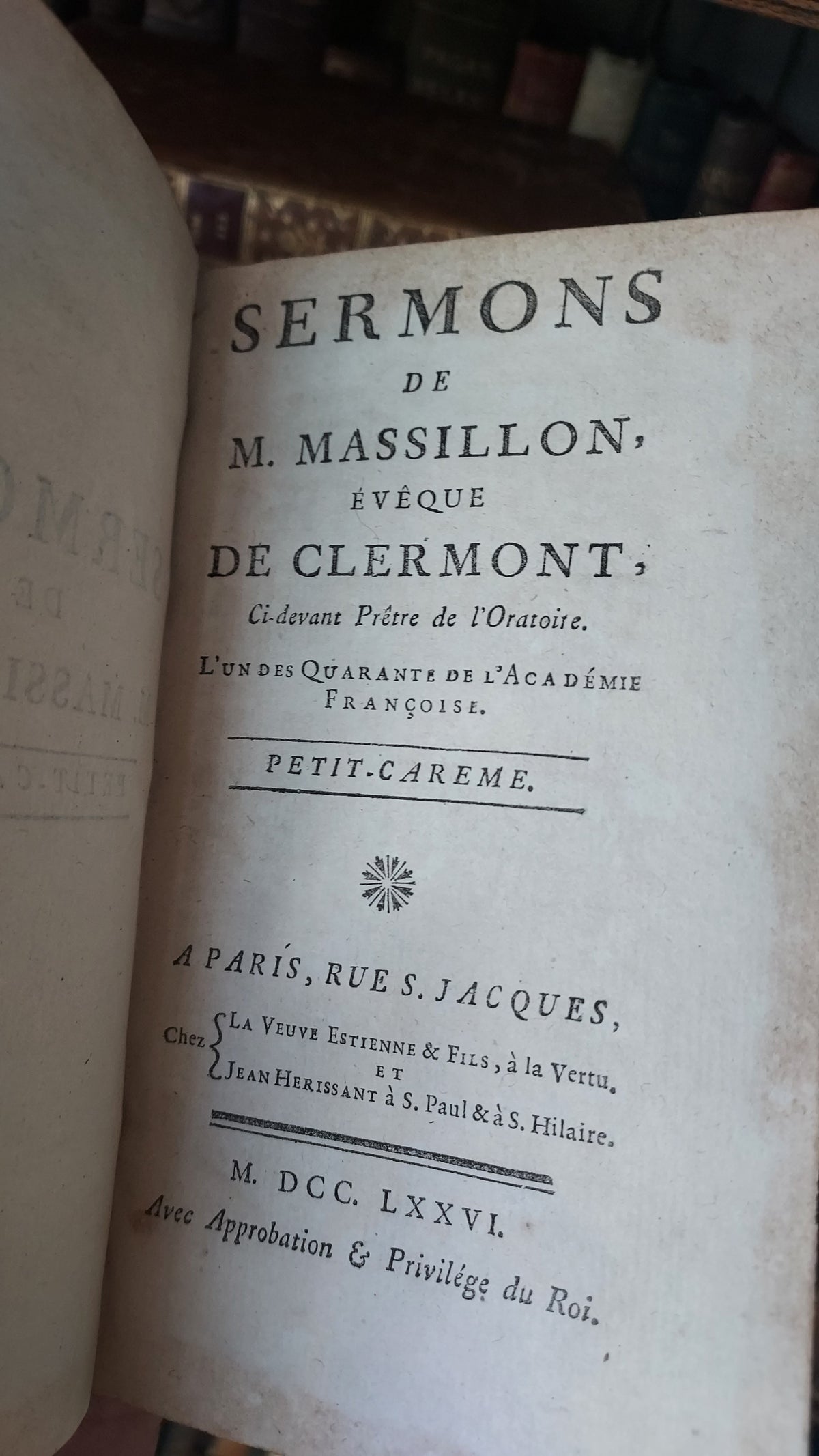 1776 Sermons de M. Massillon | 2-Volume Set w/Monastic Labels