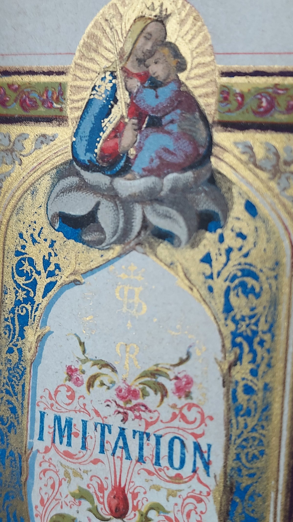 1858 Imitation de Jésus-Christ | Red Pages & Ermine Gauffering
