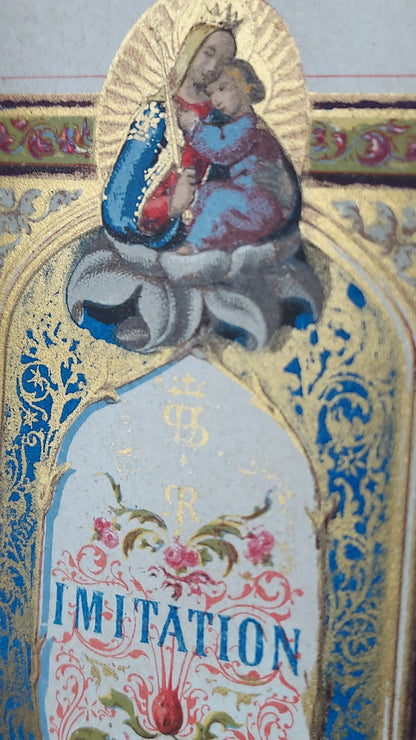 1858 Imitation de Jésus-Christ | Red Pages & Ermine Gauffering