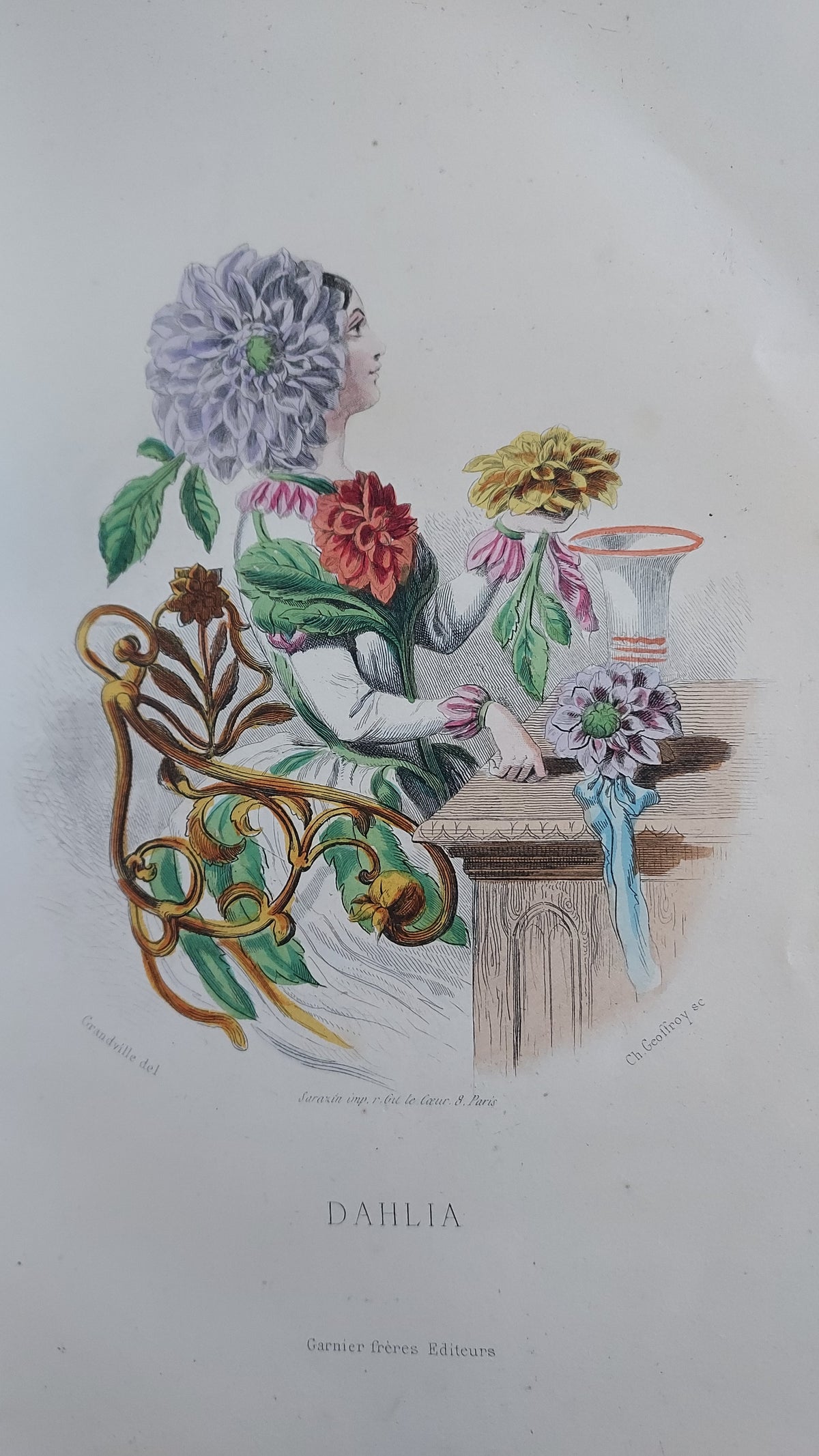 1867 Les Fleurs Animées | Grandville Brown Leather 2-Volume Set