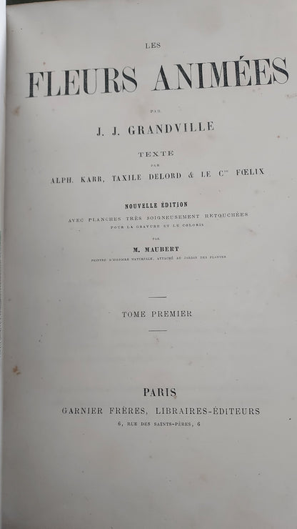 1867 Les Fleurs Animées | Grandville Brown Leather 2-Volume Set