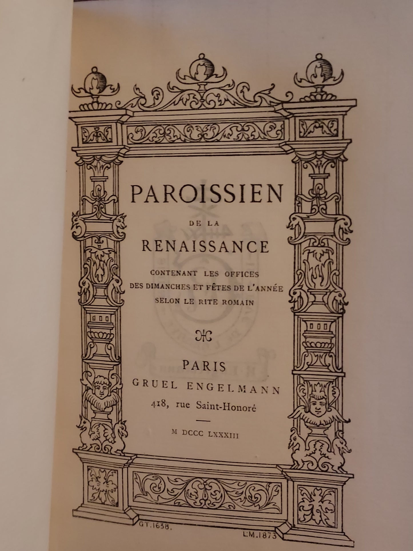 1887 Gruel Paroissien de la Renaissance | Latin Script Gauffered Edge