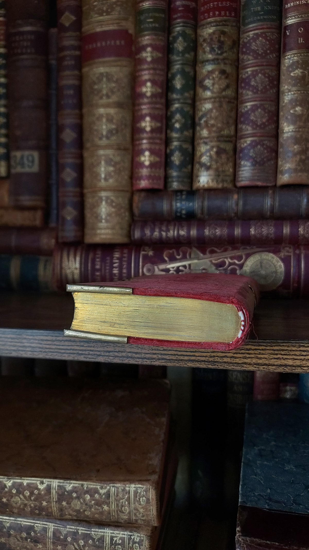 1850 Paroissien | Smaller Ruby Colored Velvet w/ Gold Clasp