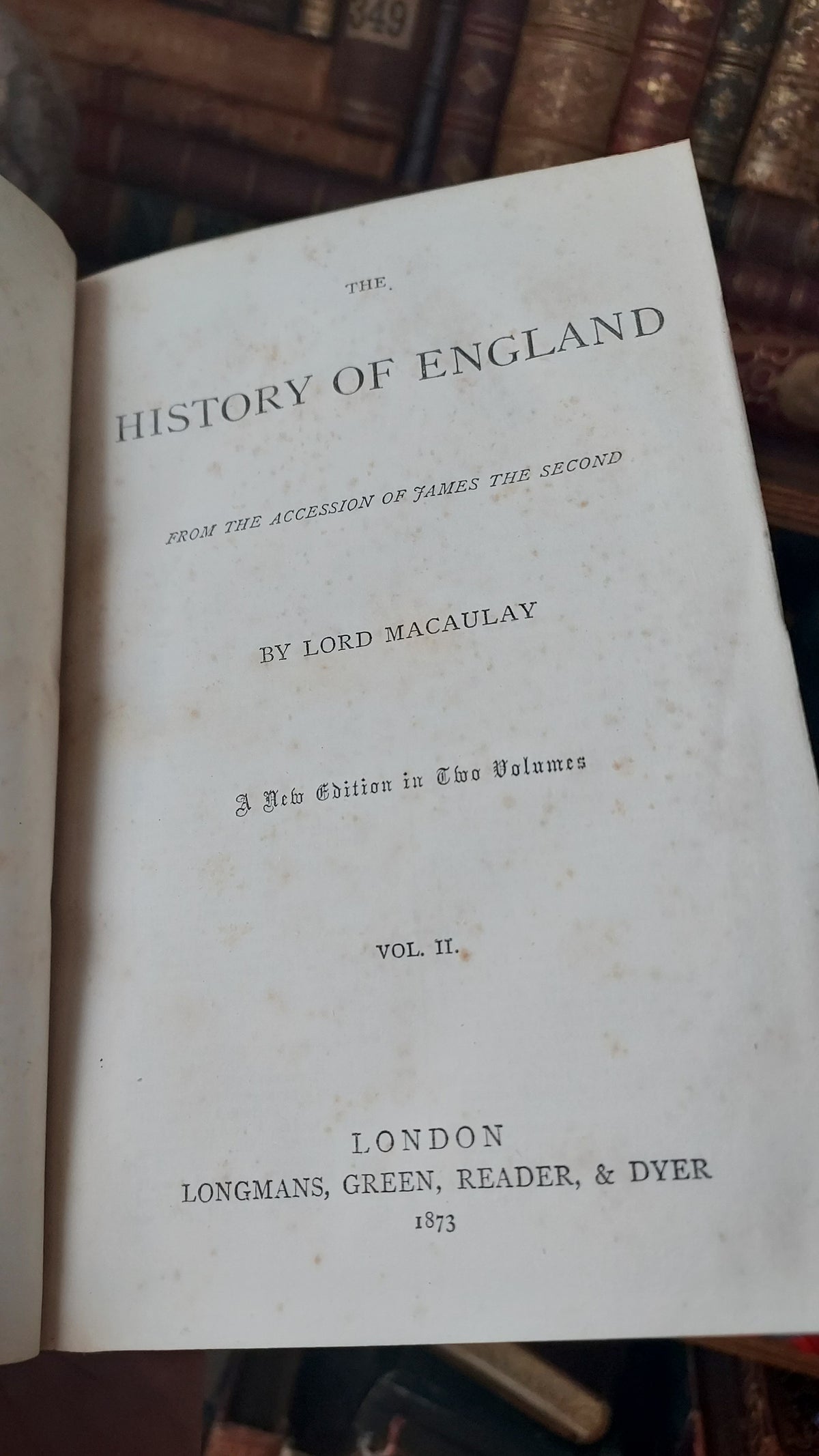 1873 History of England | Eton Leaving Present, 2 Volumes